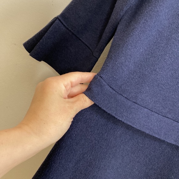 Boden Dress Womens 6 8 Navy Blue Fit Flare Sweater Knit Knee Length Scoop Neck - Picture 8 of 13